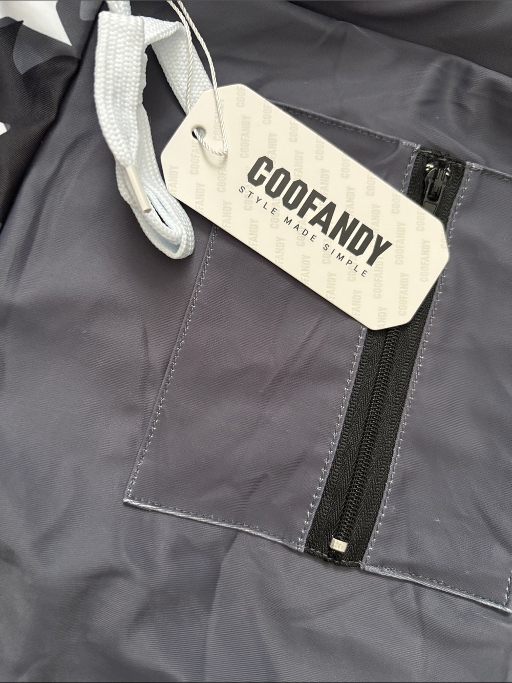 Goofandy Men's Gray Camouflage Swim Trunks - Picture 2 of 4